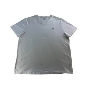 Polo Ralph Lauren Mens White V Neck Short‎ Sleeve T Shirt Size XL EG 185 104A